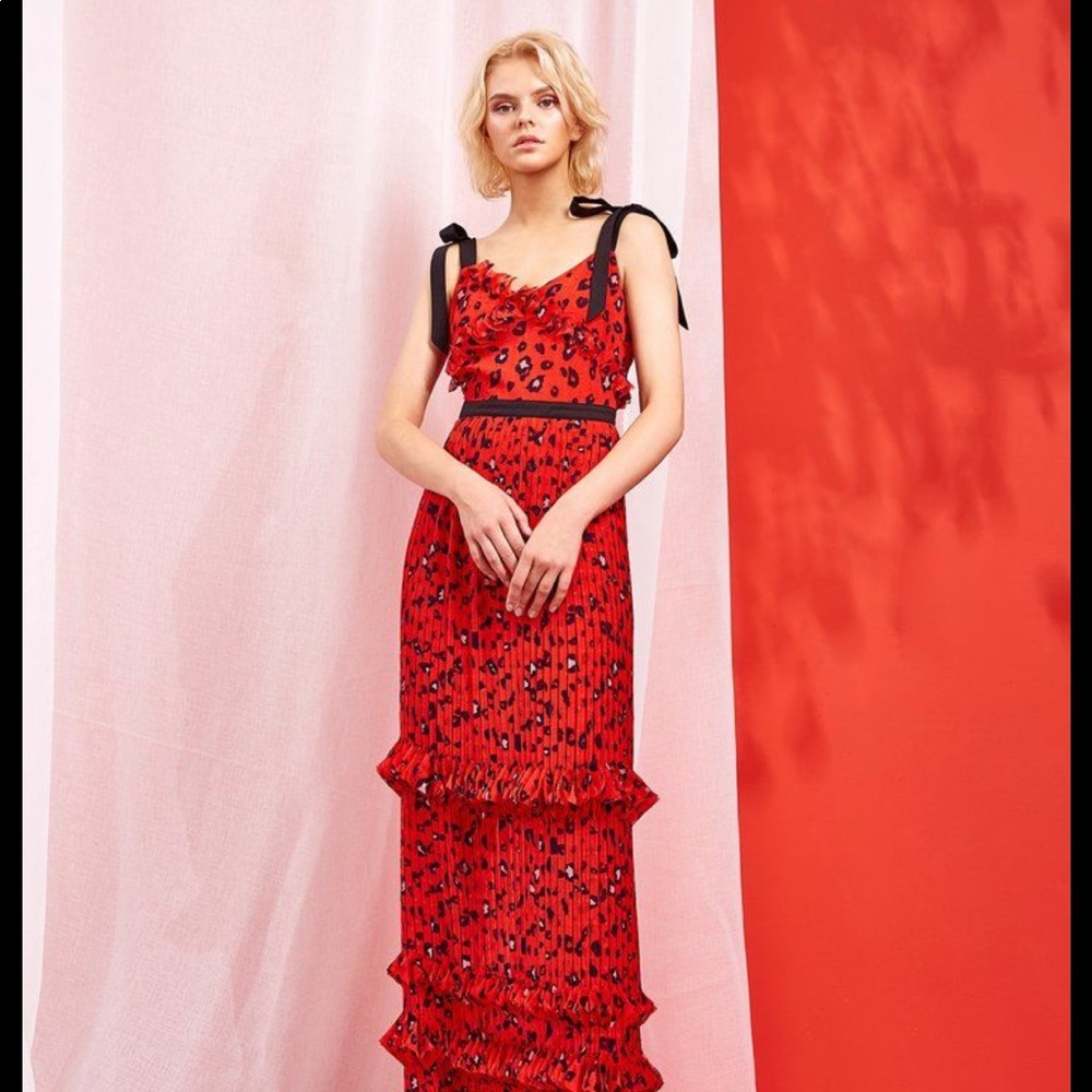 Foxiedox Red Leopard Print Gown Maxi Dress Medium